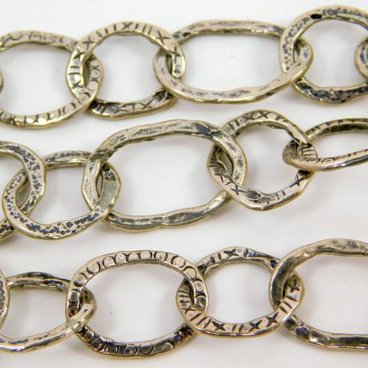 Didae Israel 925 Hammered Textured Ovals Linked Multi Chain Toggle Bracelet 28.7g image number 3