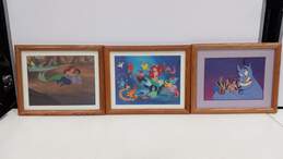 3PC Framed Walt Disney The Little Mermaid & Alladin Print Bundle