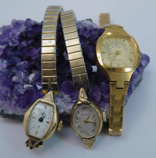 3 - Women's VNTG Elgin, Hamilton & Wittnauer Gold Tone Analog Watches image number 1