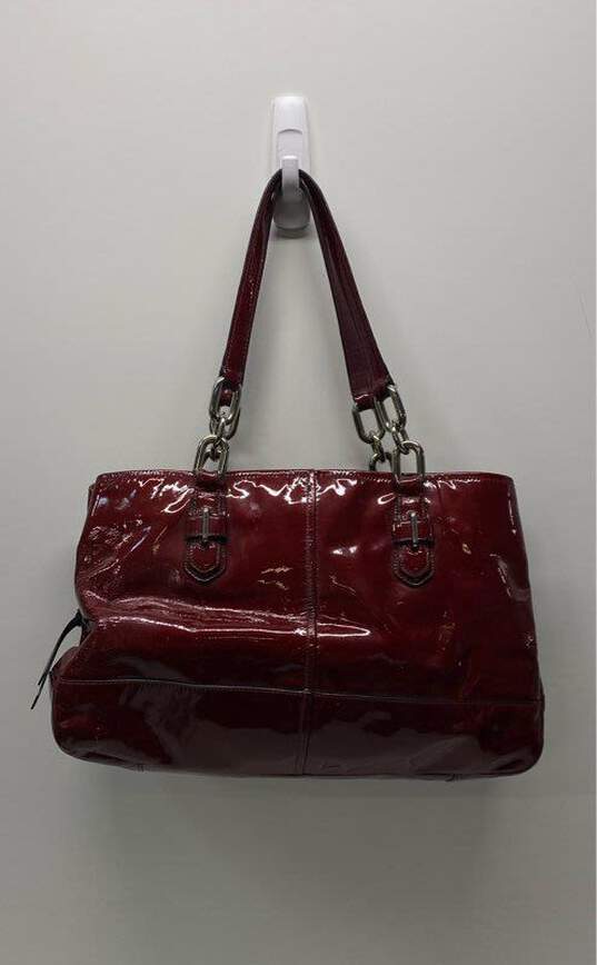 COACH 17855 Chelsea Burgundy Patent Leather Tote Bag image number 2