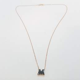 Fancy 14K Black Diamond Letter M Pendant Necklace 2.3g alternative image