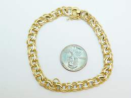 Vintage 14K Yellow Gold Double Curb Chain Bracelet 12.4g alternative image