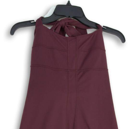 Athleta Womens Burgundy Sleeveless Halter Neck Pullover Mini Dress Size 8T image number 3