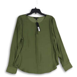 NWT Womens Green Round Neck Long Sleeve Pullover Blouse Top Size Large