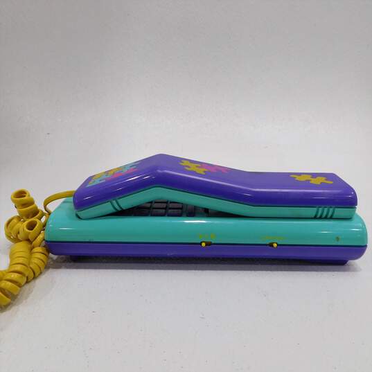 VNTG Swatch Twin Phone 2-In-1 Landline Telephone Purple Turquoise Puzzle Piece image number 2