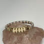 Designer J. Crew Gold-Tone Ivory Crystal Leaf Cut Stone Bangle Bracelet image number 3
