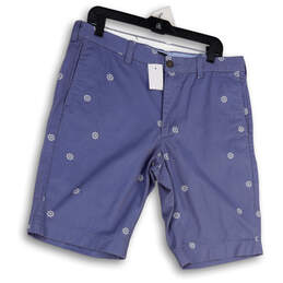 NWT Mens Blue Nautical Ship Wheel Print Slash Pocket Chino Shorts Size 34W
