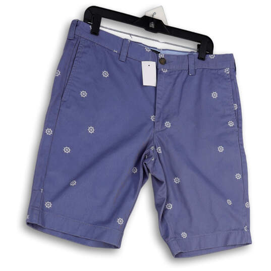 NWT Mens Blue Nautical Ship Wheel Print Slash Pocket Chino Shorts Size 34W image number 1