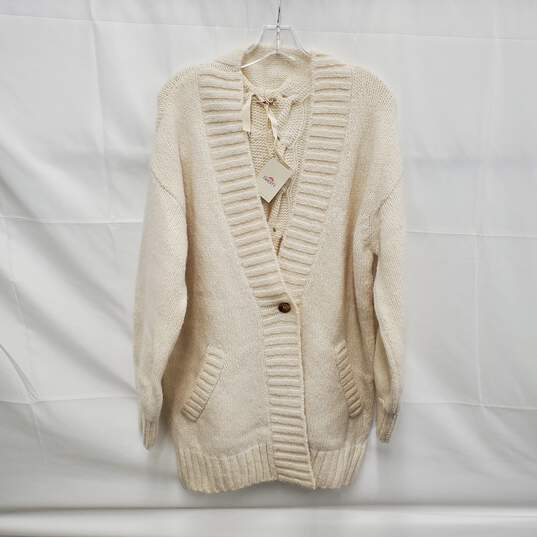 NWT Faherty WM's Frost Stella Baby Alpaca Ivory Winter Cardigan Size M image number 1