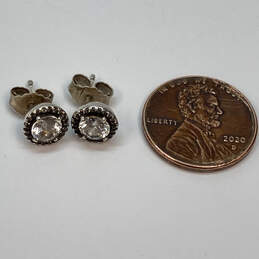 Designer Pandora S925 ALE Sterling Silver CZ Stone Round Stud Earrings alternative image