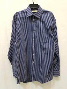 Michael Kors Men's Blue Striped Button-Up Shirt Size 16
