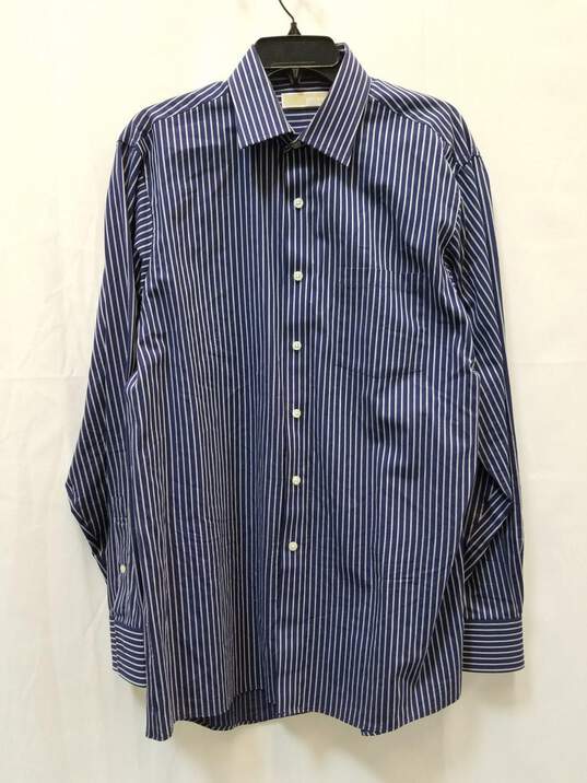 Michael Kors Men's Blue Striped Button-Up Shirt Size 16 image number 1
