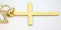 14K Yellow Gold Etched Cross Pendant Necklace 1.4g image number 4
