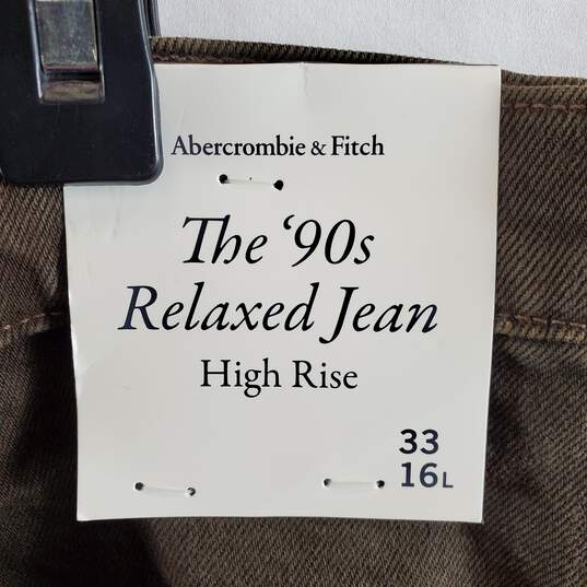 Abercrombie & Fitch Men Brown Long Jeans Sz 33 NWT image number 5