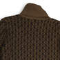 Womens Brown Knitted Floral Turtleneck Long Sleeve Pullover Sweater Size L image number 4