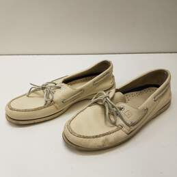 Sperry Top Spider Beige Leather Boat Shoes Men's Size 11 M