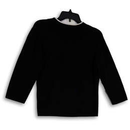 Womens Black White Long Sleeve Knitted Stretch Pullover Sweater Size PL alternative image