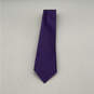 NWT Mens Purple Silk Striped Adjustable Classic Pointed Designer Neck Tie image number 1