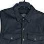 Harley Davidson Mens Black Leather Collared Flap Pocket Sleeveless Vest Size L image number 3