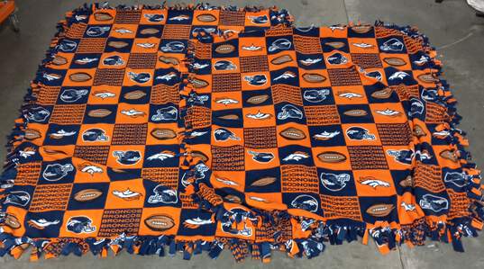 Pair of Denver Broncos Fleece Blankets image number 2