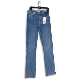 NWT Zara Womens Blue Denim Medium Wash Stretch Split Skinny Jeans Size 12