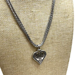 Designer Brighton Silver-Tone Triple Strand Ophelia Heart Pendant Necklace