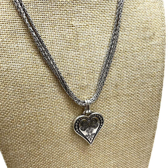Designer Brighton Silver-Tone Triple Strand Ophelia Heart Pendant Necklace image number 1