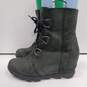 Sorel Women's Joan of Arctic Black Leather Wedge Boots NL3048-010 Size 9.5 image number 1