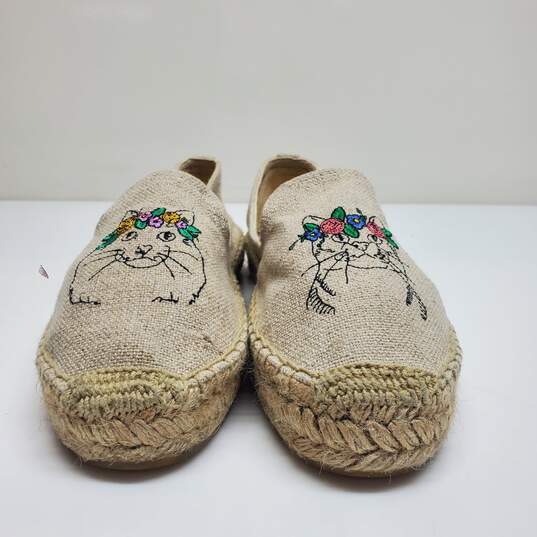 Soludos Spirit Animal Espadrille Smoking Slippers Size 7 Embroidered Cats image number 2