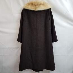 Vintage Eaton's Canada Mink Fur Collar Long Wool Pea Coat alternative image