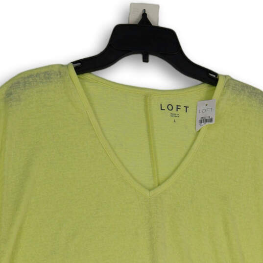 NWT Womens Yellow V-Neck Short Sleeve Front Knot Blouse Top Size Large image number 3