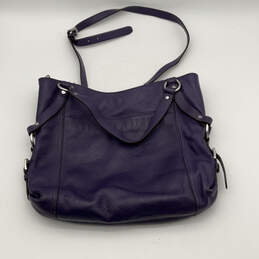 Womens Purple Leather Inner Pockets Adjustable Strap Satchel Bag alternative image