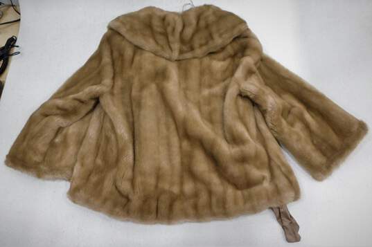 Vintage Women's English Brown Faux Fur Open Front Coat image number 2
