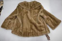 Vintage Women's English Brown Faux Fur Open Front Coat alternative image