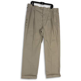 NWT Mens Brown Stretch No Iron Pleated Classic Fit Khaki Pants Size 40X32