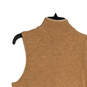 Womens Tan Knitted Mock Neck Sleeveless Full-Zip Vest Size S/P image number 4