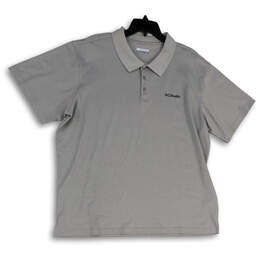 Mens Gray Collared Button Front Short Sleeve Classic Polo Shirt Size XL
