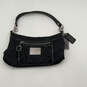Womens Black Signature Print Bag Charm Inner Pocket Zipper Handbag image number 1