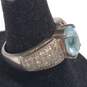 C.A. Sterling Silver Melee Diamond Aquamarine Sz 6.75 Ring 6.4g image number 3