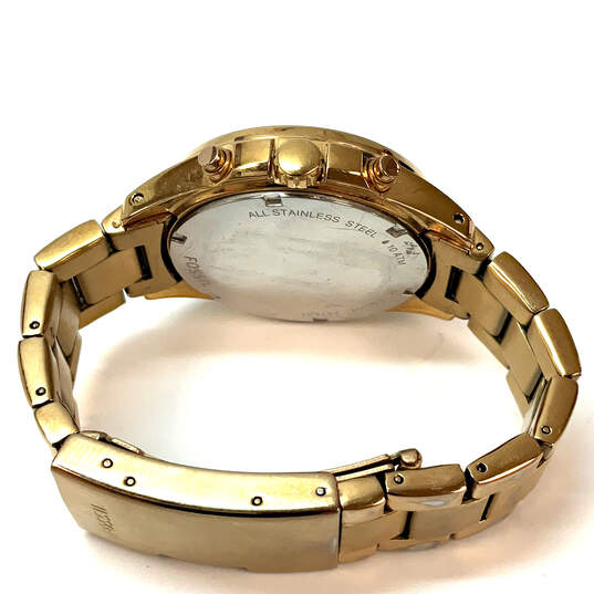 Designer Fossil ES3352 Gold-Tone Rhinestone Chronograph Analog Wristwatch image number 4