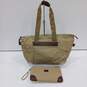 LL Bean Nylon Khaki w/ Brown Leather Trim Small Tote Bag with Wallet image number 1