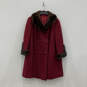 Womens Red Brown Welt Pocket Long Sleeve Button Front Overcoat image number 1