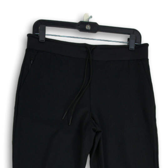 Womens Black Elastic Waist Slash Pocket Drawstring Sweatpants Size Medium image number 3