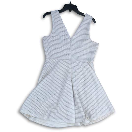 Maurices Womens White Pinstriped Sleeveless Back Zip Short A-Line Dress Sz 11/12 image number 2