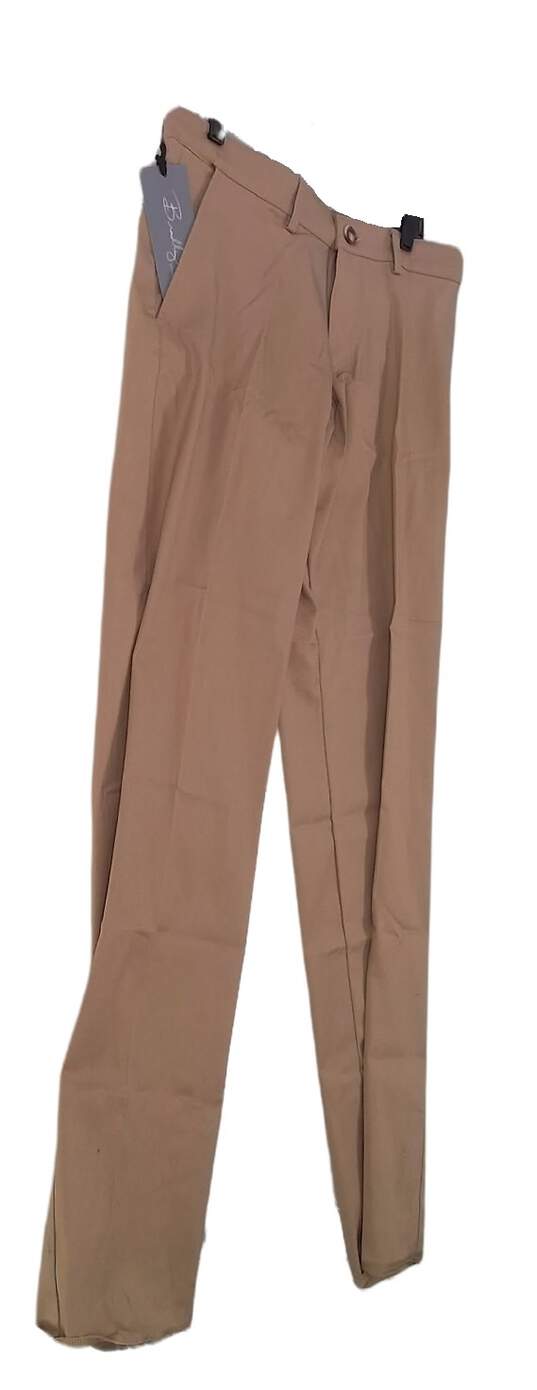 NWT Mens Khaki Pockets Flat Front Straight Leg Formal Dress Pants image number 3