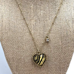 Designer Betsey Johnson Gold-Tone Link Chain Heart Shape Pendant Necklace