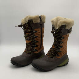 Womens Winterbelle Peak J68108 Brown Green Leather Pull On Snow Boots Sz 7 alternative image