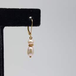 CU 14k Gold FW Pearl Lever Back Dangle Earrings 2.5g alternative image