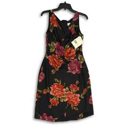 NWT Liz Claiborne Womens Multicolor Floral Sleeveless Back Zip Sheath Dress Sz 4