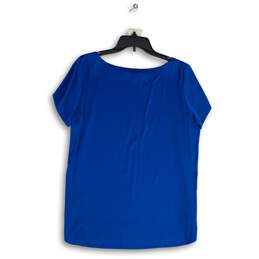 Eileen Fisher Womens Blue Round Neck Short Sleeve Pullover Blouse Top Size S alternative image